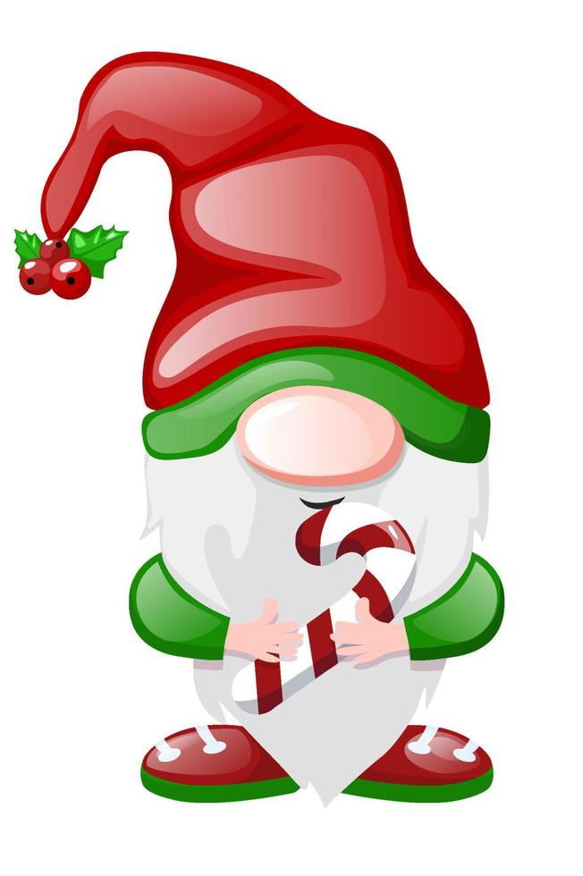 tecknad serie jul gnome med en klubba. vektor karaktär