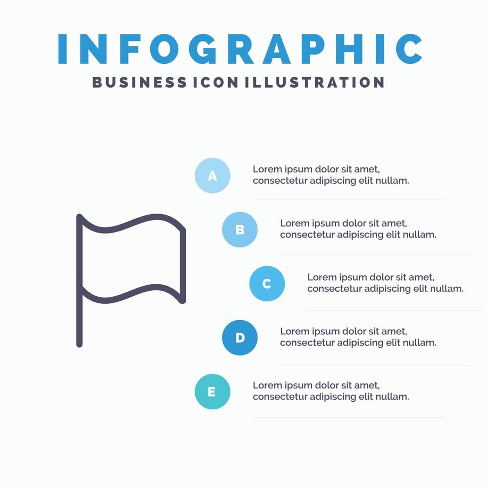 Basic Flag ui Liniensymbol mit 5 Schritten Präsentation Infografiken Hintergrund vektor