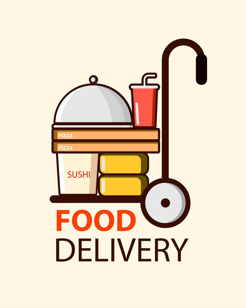 Food Delivery Design im flachen Stil mit Foodboxen vektor