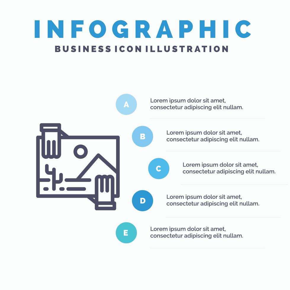 bidrag distribution utdelning bild Foto linje ikon med 5 steg presentation infographics tillbaka vektor