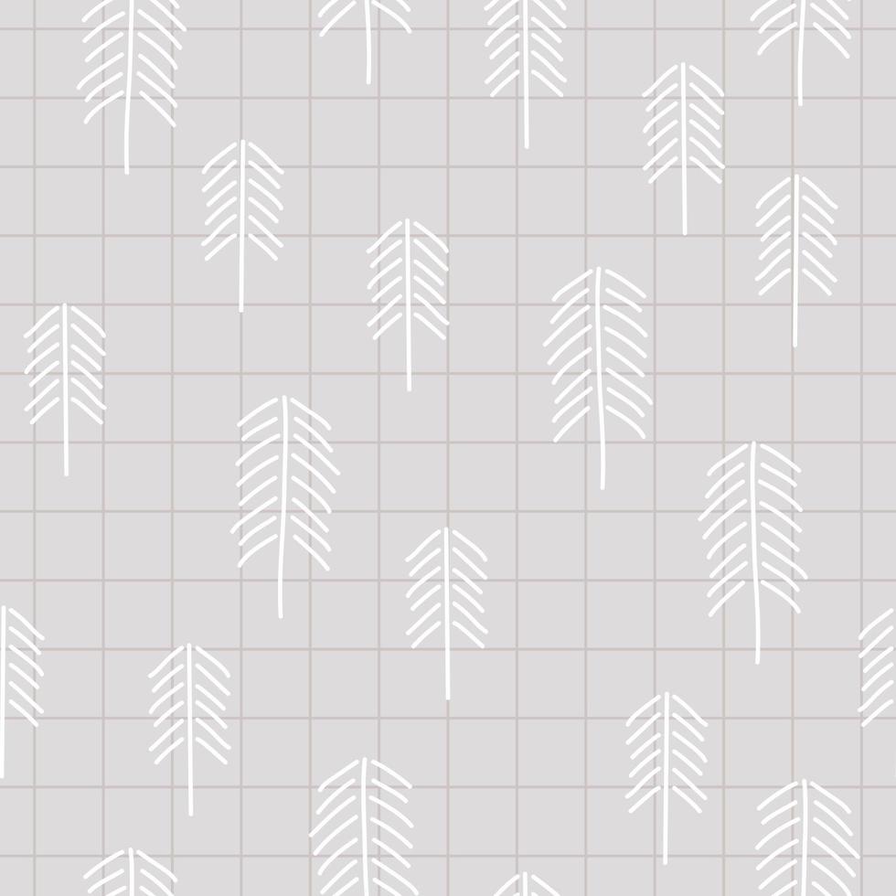 grå abstrakt neutral rutig bakgrund med vit jul träd. vektor enkel sömlös mönster. de skriva ut är minimalistisk, kön neutral
