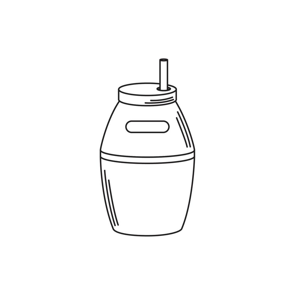 drycker matt kopp med sugrör linje stil ikon vektor