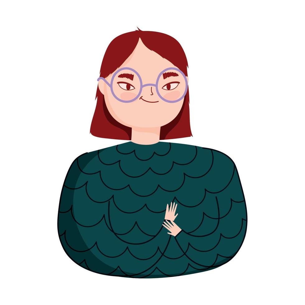 Porträt junge Frau mit Brille Charakter isoliert Symbol vektor
