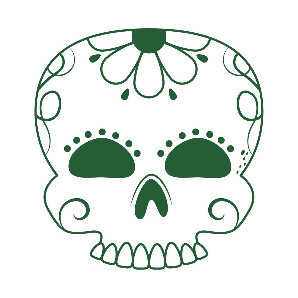 Totenkopf Catrina Blumendekoration Cinco de Mayo mexikanische Feierlinie Stilikone vektor