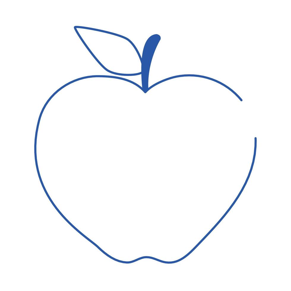 äpple färsk frukt diet blå linje stil ikon vektor