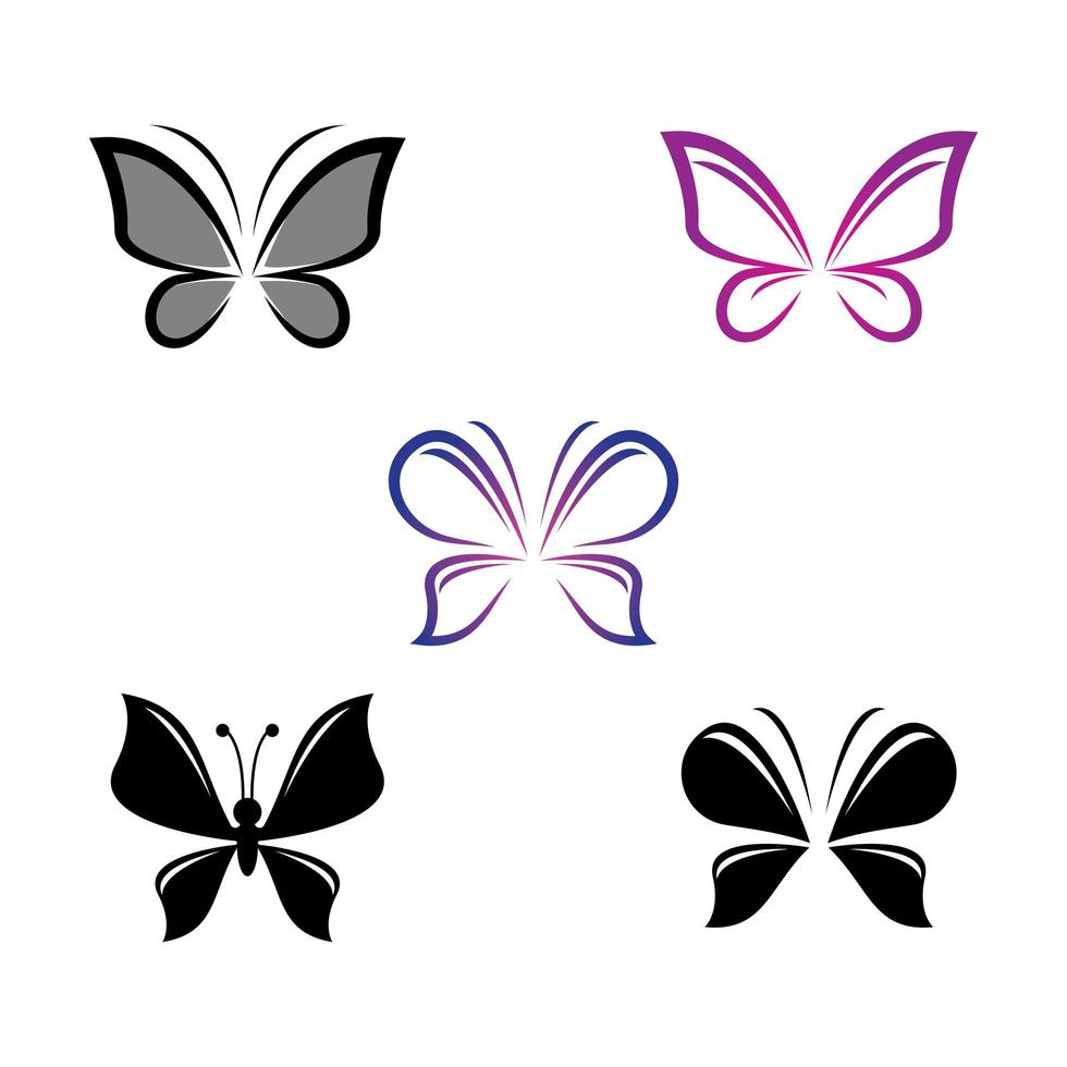 Schönheit Schmetterling Icon Set vektor