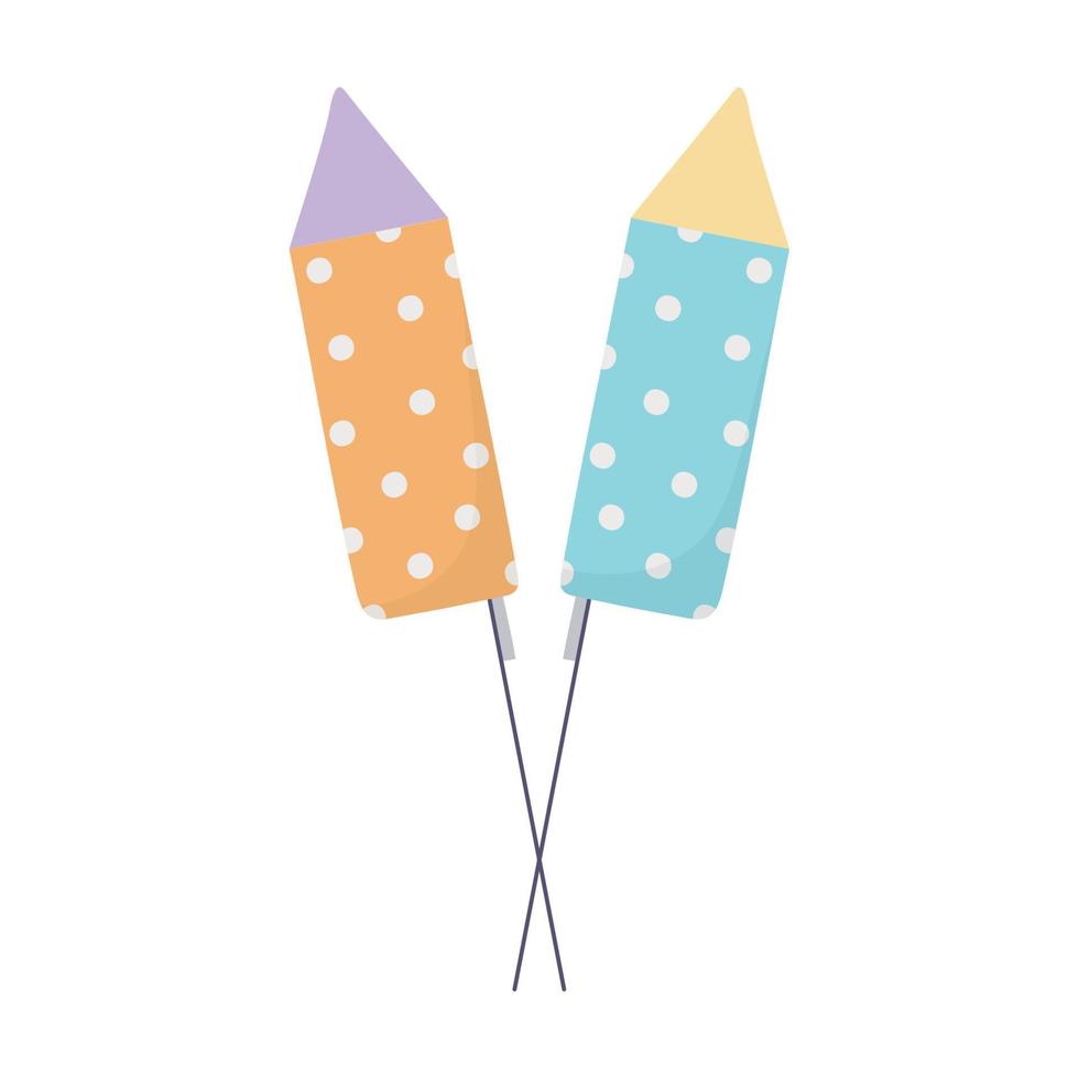 Lycklig födelsedag raketer fyrverkeri firande fest isolerat ikon vektor