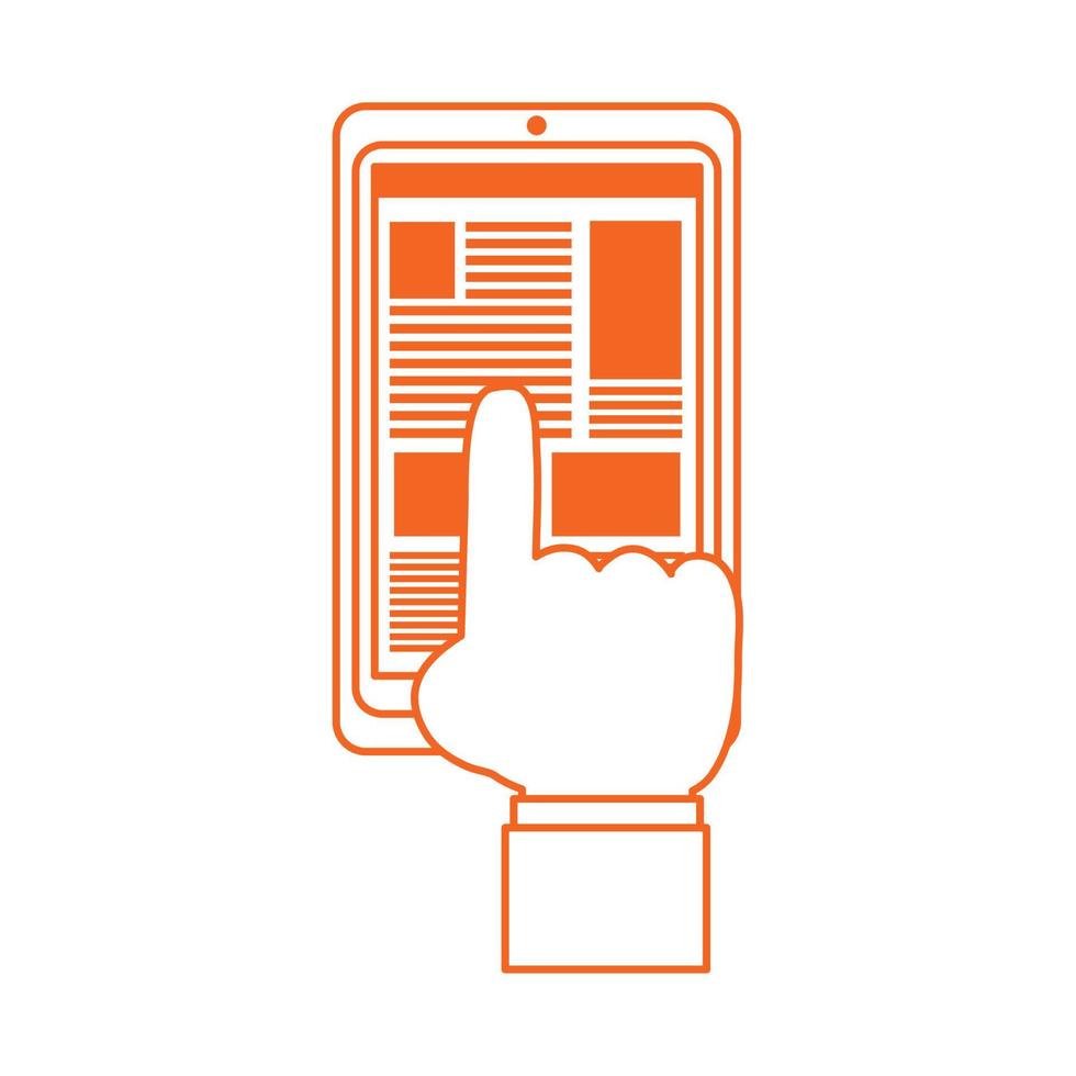 Hand-Touchscreen-Smartphone-Heimbildungslinien-Farbstil-Symbol vektor