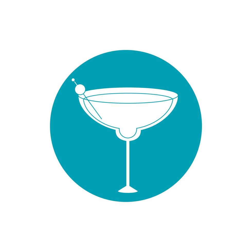 trinkt glasbecher alkohol mit oliven im stick-blauen blockstil-symbol vektor