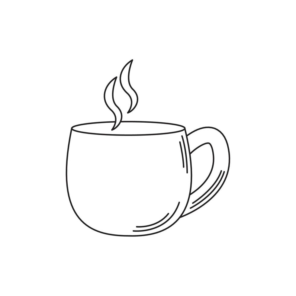 trinkt heiße kaffeetasse aromagetränkelinie stilikone vektor