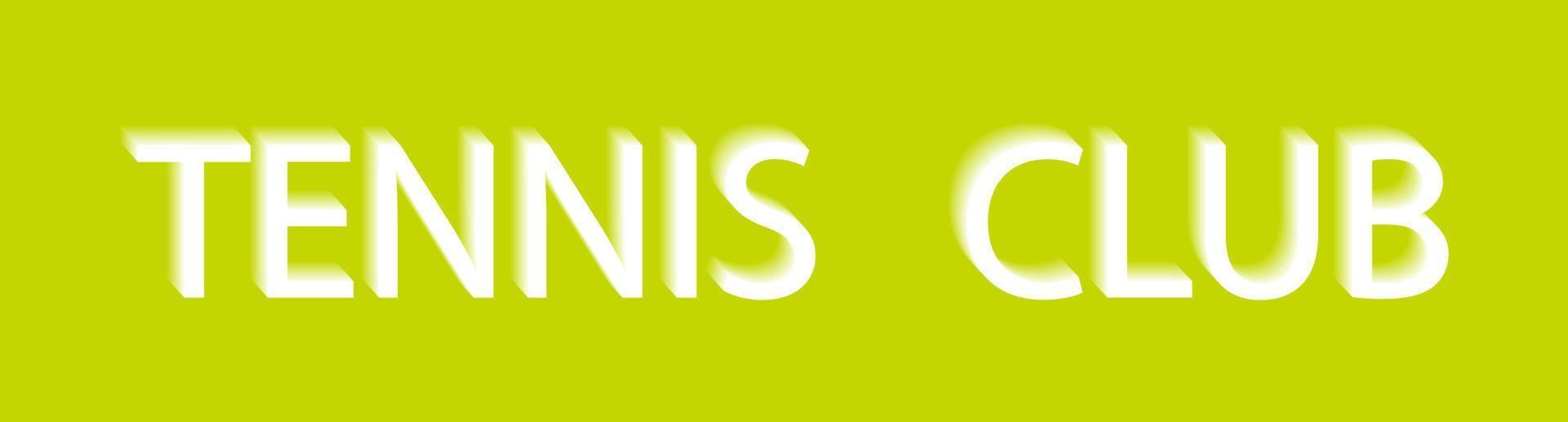 Tennisclub-Banner. Vektor weißer Text mit Unschärfe auf grünem Hintergrund. Sport-Tennis-Banner mit der Aufschrift.