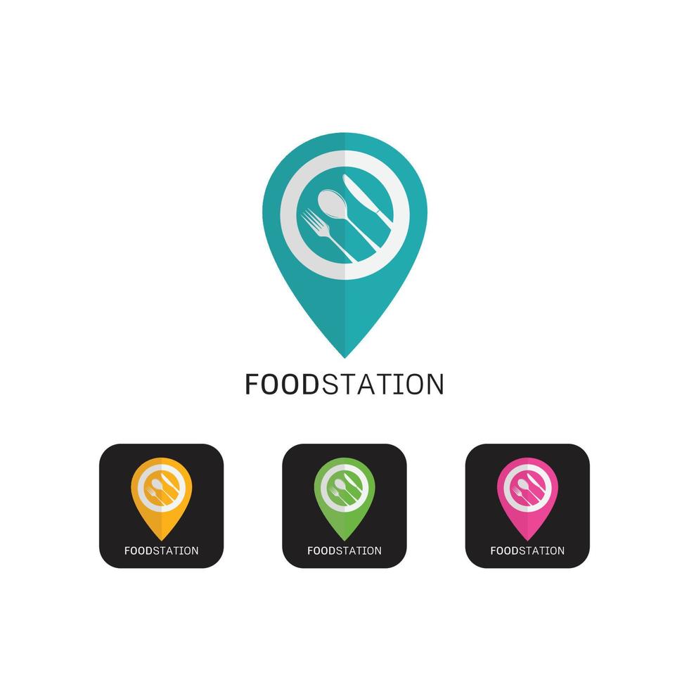 uppsättning av mat station logotyp vektor illustration