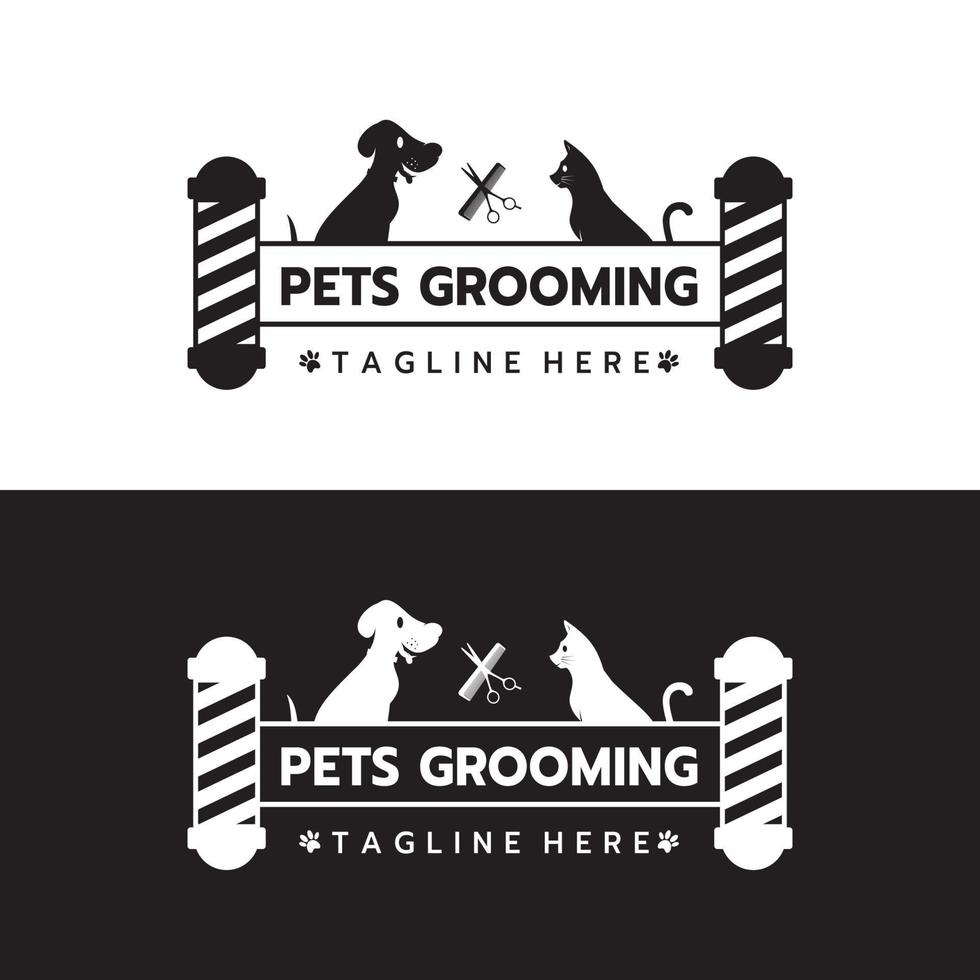 sällskapsdjur grooming , hund och katt silhuett vektor illustration