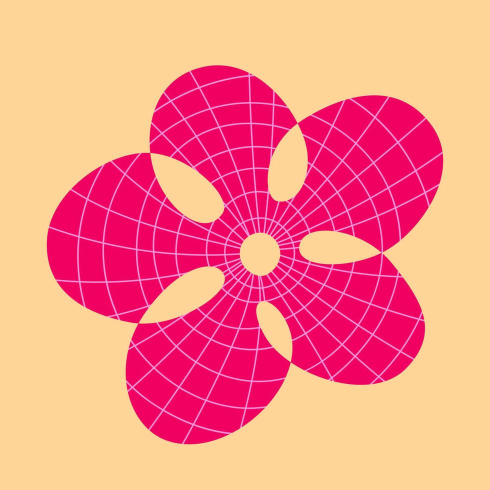 süße rosa Blume mit Liniendetails und beigem Hintergrund. vollständig editierbar. vektor