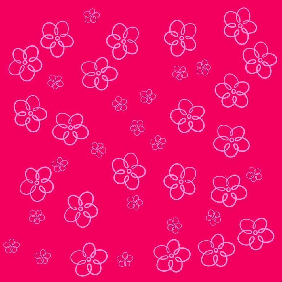 rosa översikt söt blommor. mörk rosa bakgrund. fullt redigerbar. perfekt för några anpassning. vektor