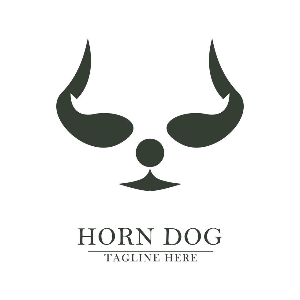 enkel behornad hund huvud ikon logotyp vektor