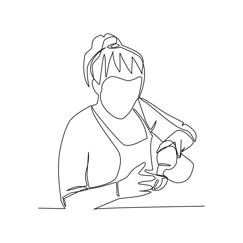 Barista vektor illustration dragen i linje konst stil