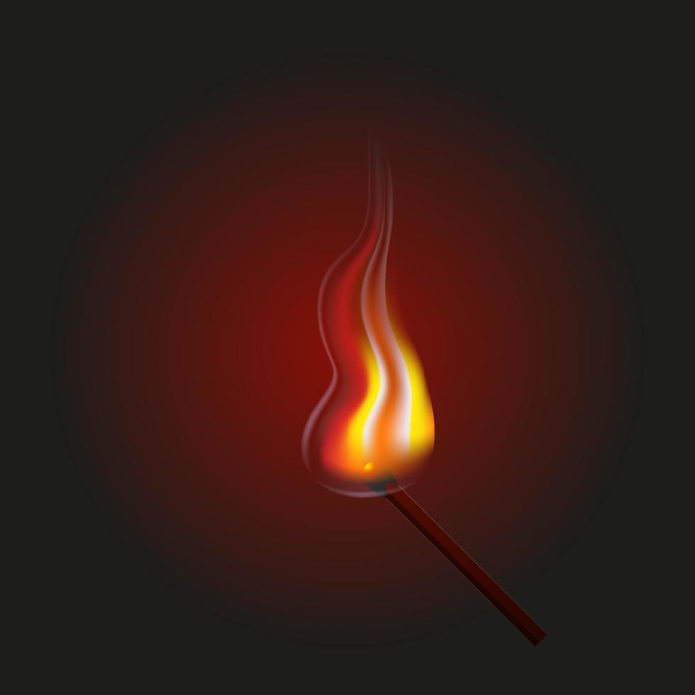 Streichholz auf Feuer brennen vektor