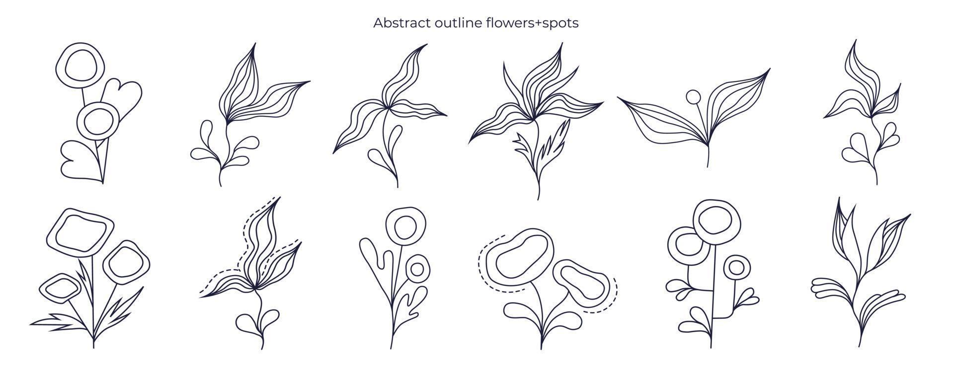 abstrakte Umrissblumen. elemente für hochzeitseinladungen und ihre designs.print vektor