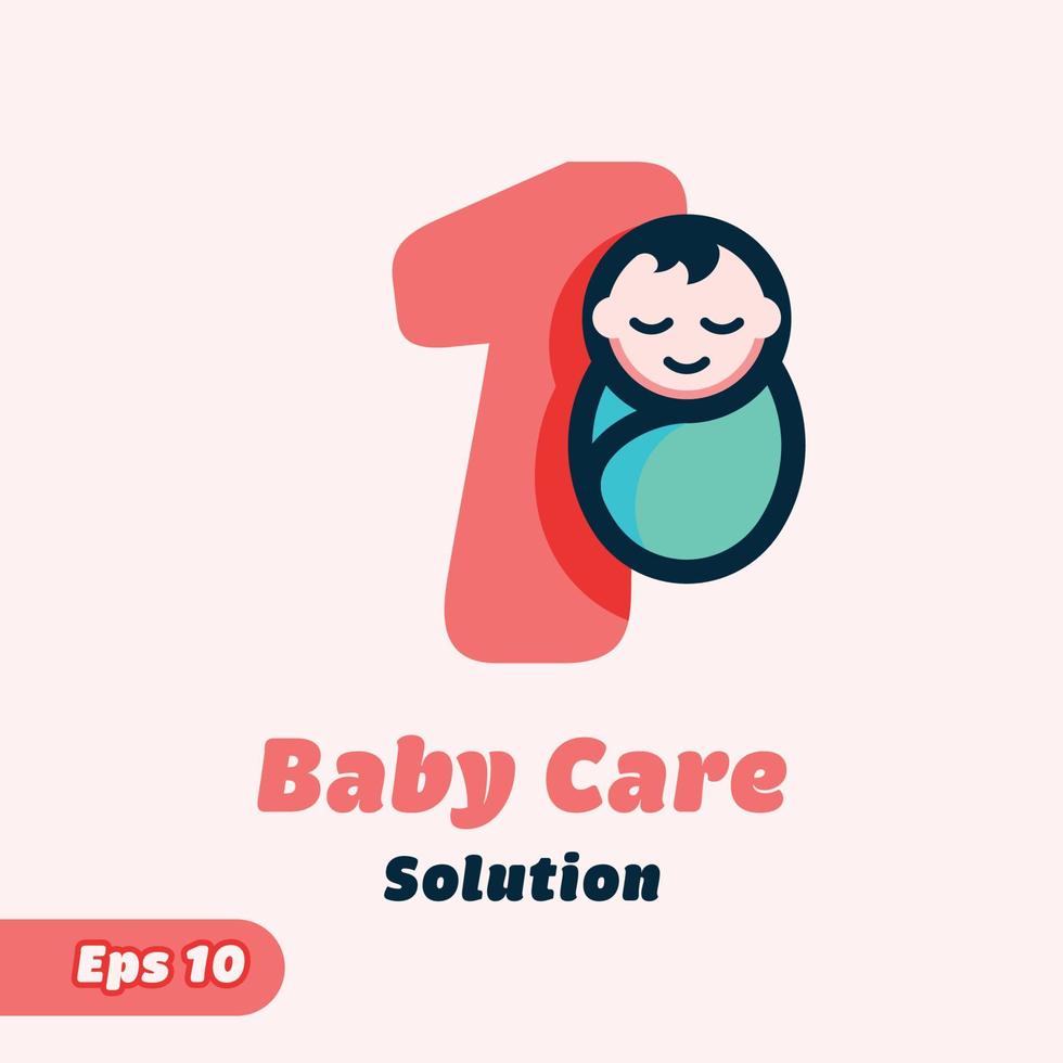 Nummer 1 Babypflege-Logo vektor