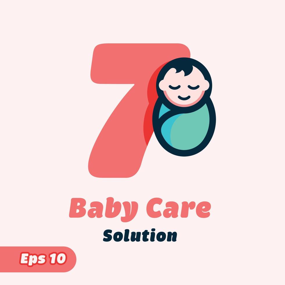 Nummer 7 Babypflege-Logo vektor