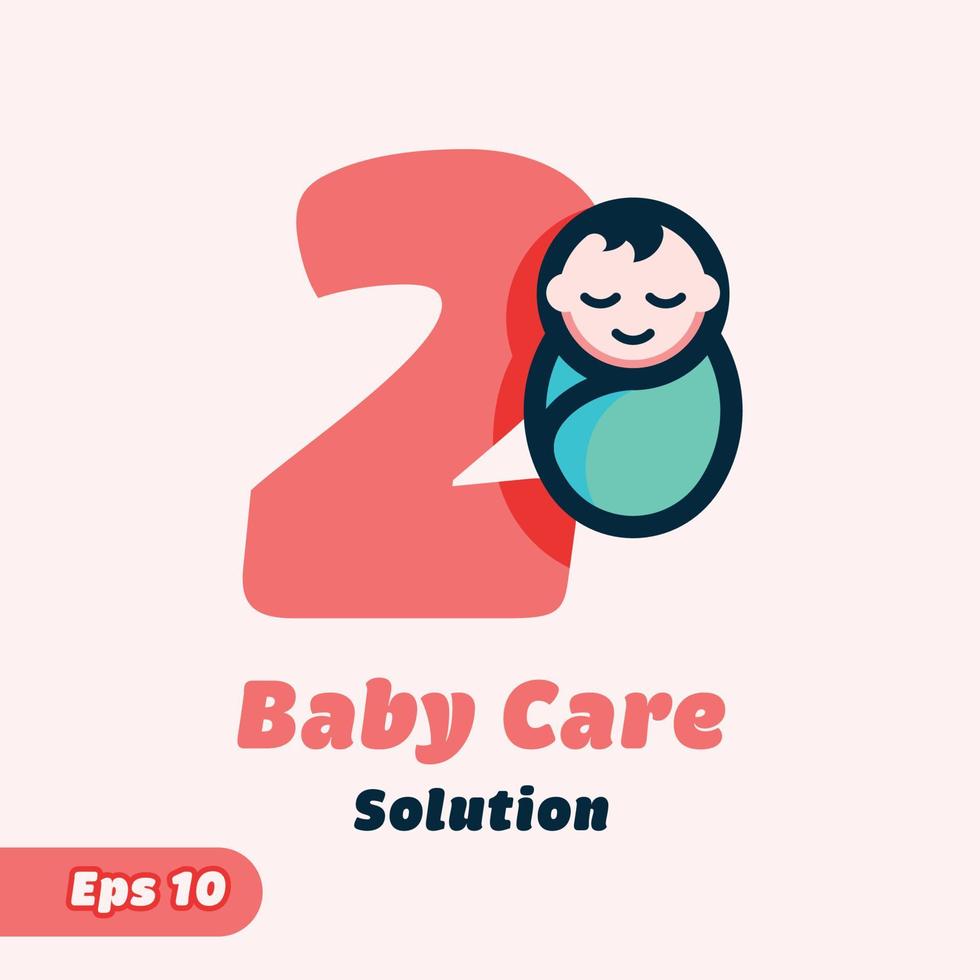 Numerisches 2-Logo für die Babypflege vektor