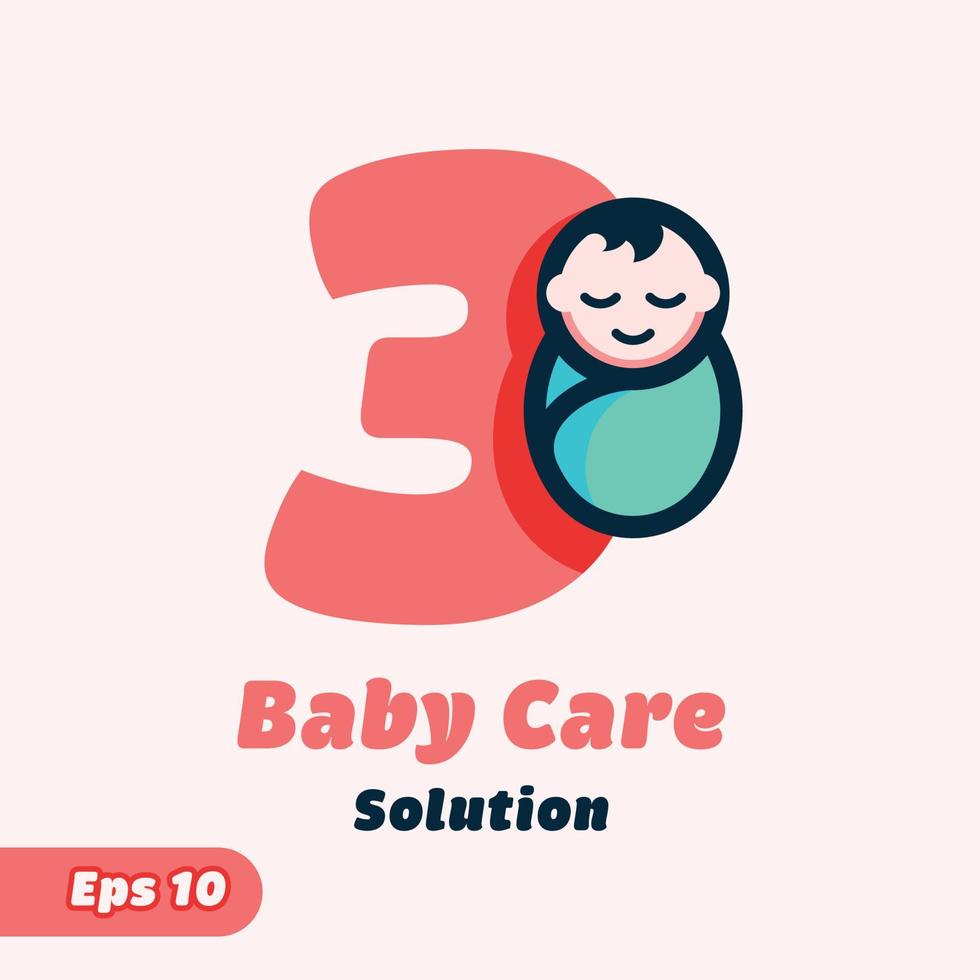 Numerisches 3-Logo für die Babypflege vektor