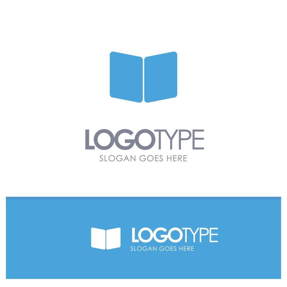 öppen bok sida layout omslag blå fast logotyp med plats för Tagline vektor
