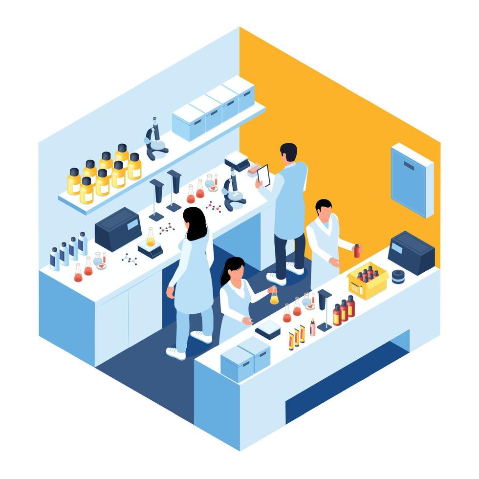 isometrische zusammensetzung der kosmetikproduktionsfabrik vektor