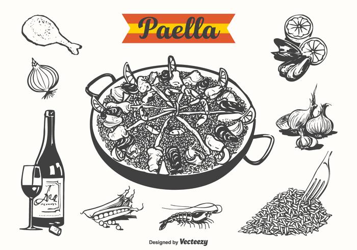 Fri Paella Dragad Vektor Illustration