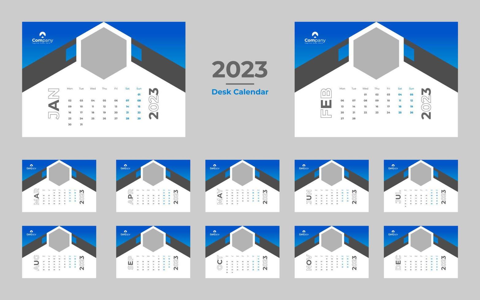 Tischkalender 2023 Vorlage vektor