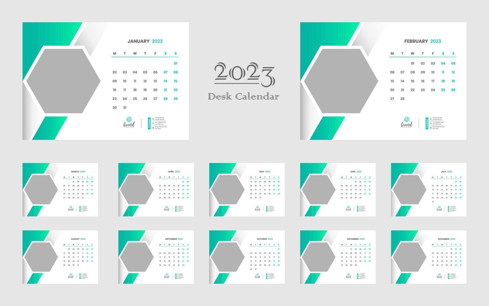 Tischkalender 2023 Vorlage vektor