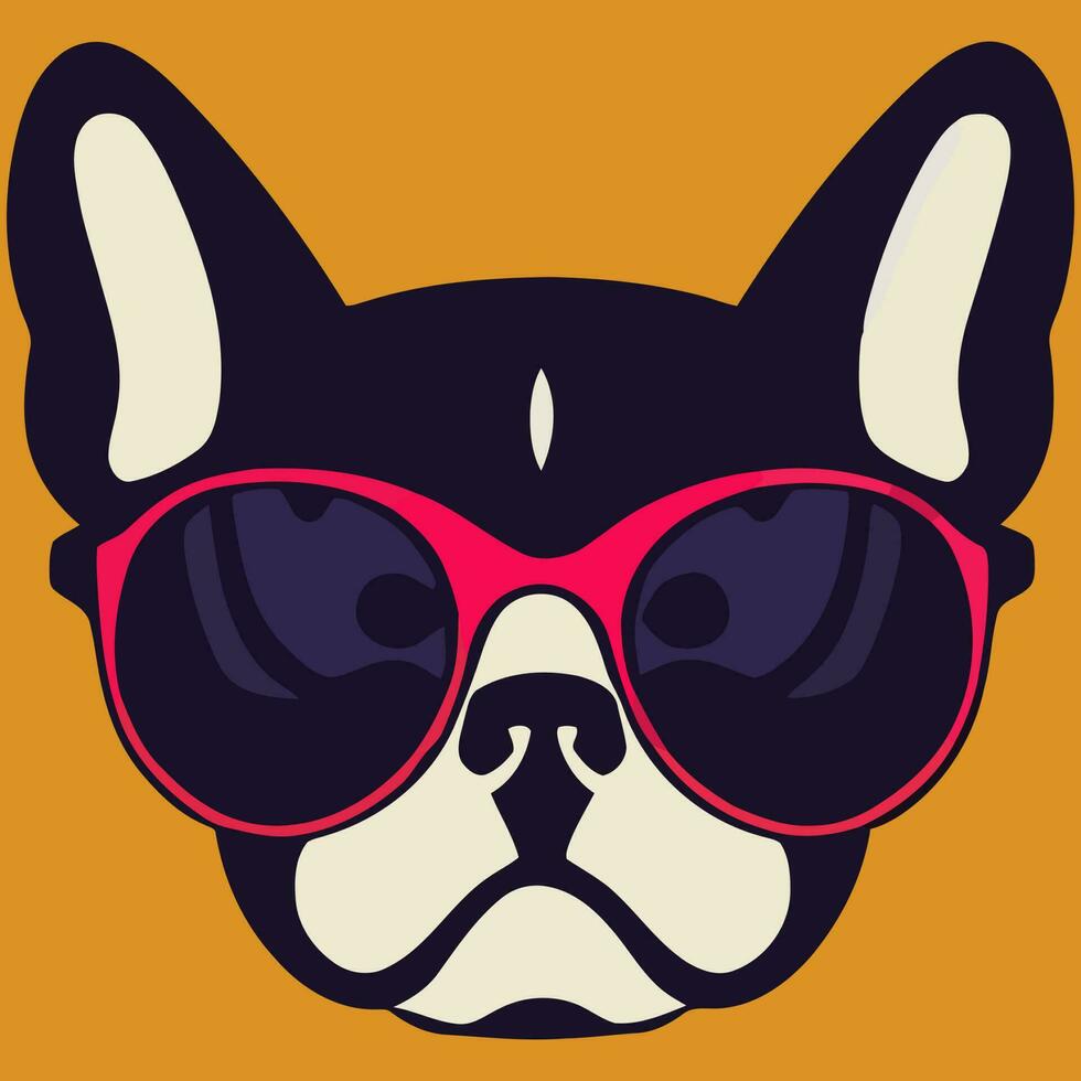 Illustrationsvektorgrafik der französischen Bulldogge mit Sonnenbrille isoliert gut für Logo, Symbol, Maskottchen, Druck oder passen Sie Ihr Design an vektor