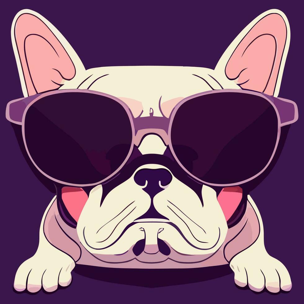 Illustrationsvektorgrafik der französischen Bulldogge mit Sonnenbrille isoliert gut für Logo, Symbol, Maskottchen, Druck oder passen Sie Ihr Design an vektor