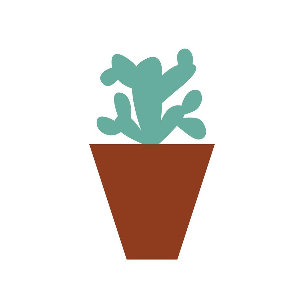 flacher Kaktus in der Topfvektorillustration vektor