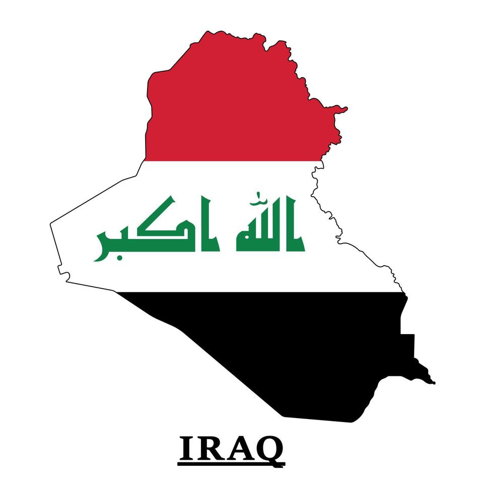 irak-nationalflaggen-kartenentwurf, illustration der irak-landesflagge innerhalb der karte vektor