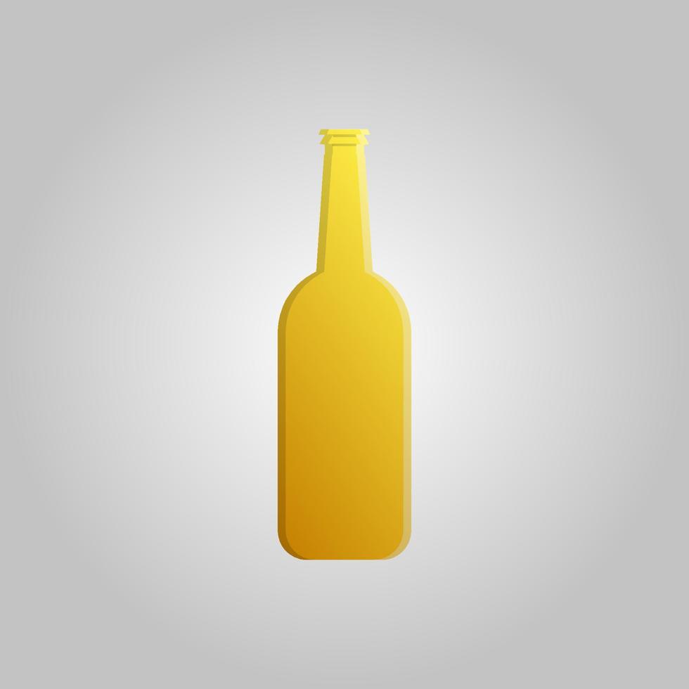 Eine große erfrischende Glasflasche mit gelbem, leckerem, alkoholischem, leichtem Schaumbier auf weißem Hintergrund vektor