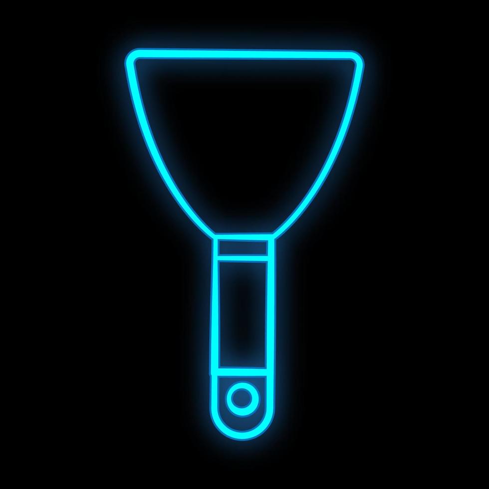 ljus lysande blå industriell digital neon tecken för affär verkstad service Centrum skön skinande med en murslev för reparera på en svart bakgrund. vektor illustration