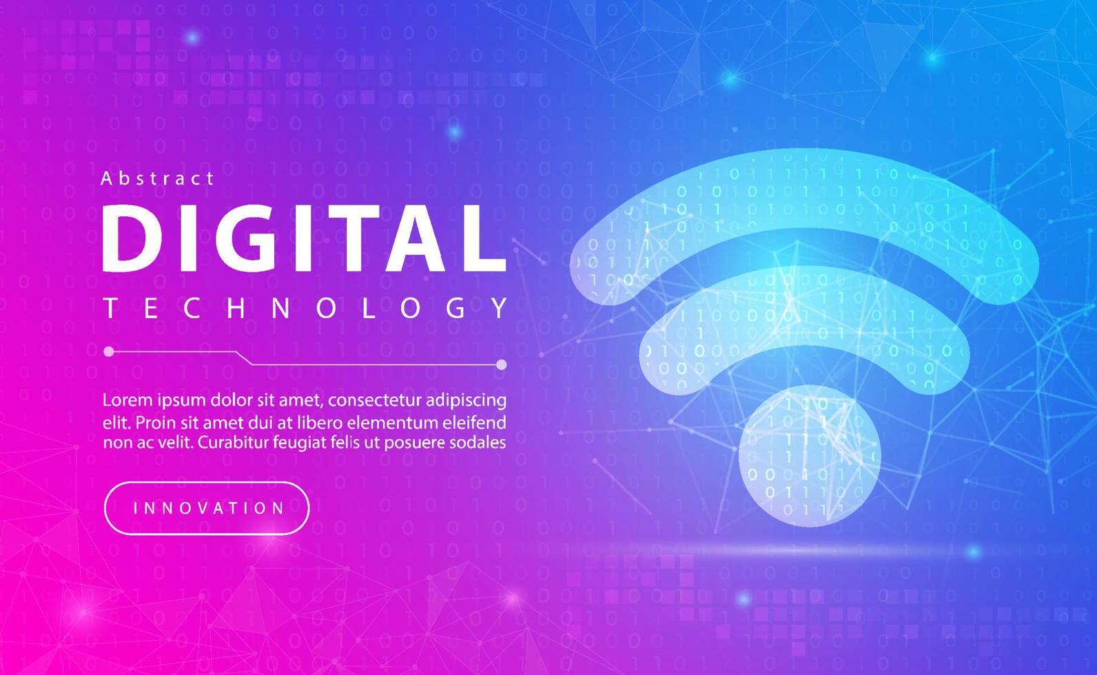 digital teknologi och 4g 5g 6g nätverk trådlös internet Wi-Fi förbindelse baner rosa blå bakgrund begrepp med teknologi linje ljus effekter, abstrakt teknik, illustration vektor för grafisk design