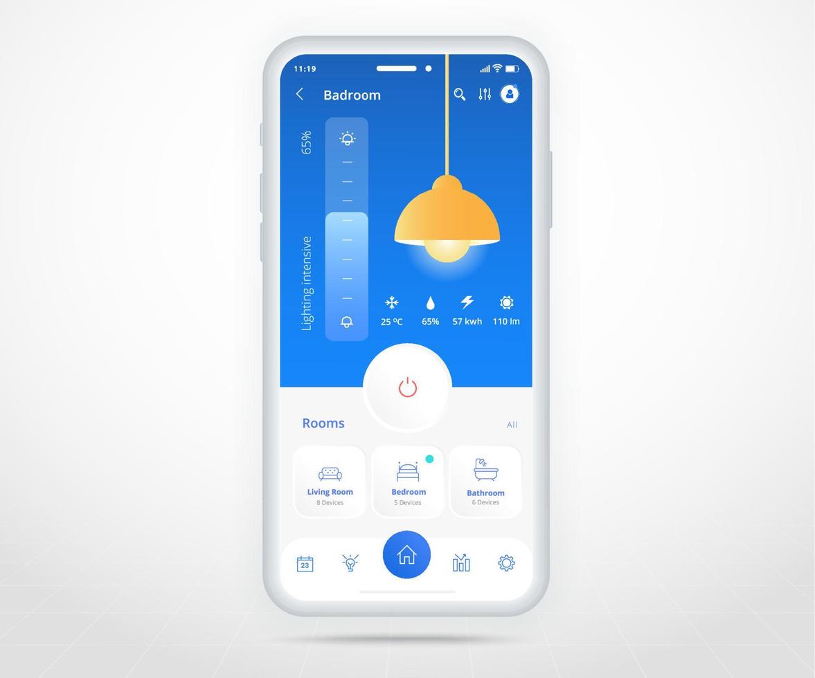 smartphone smart Hem kontrollerade app ux ui, iot internet av saker teknologi, digital framtida Hem automatisering teknik, smart enheter Ansökan telefon, wiFi cCTV belysning uppvärmning luft, vektor illustration