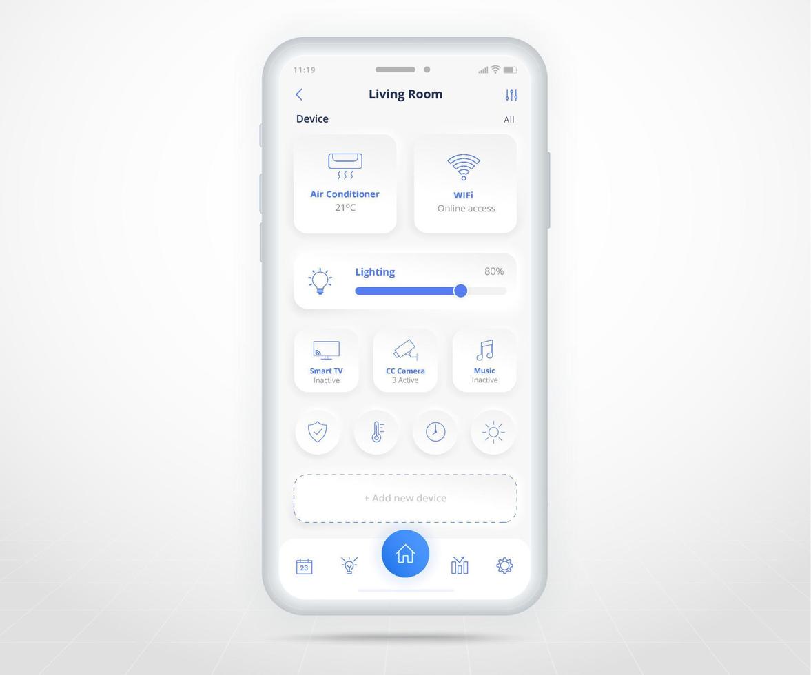 smartphone smart home gesteuerte app ux ui, iot internet der dinge technologie, digitale zukünftige hausautomationstechnologie, smart devices anwendungstelefon, wifi cctv beleuchtung musik luft, vektorillustration vektor