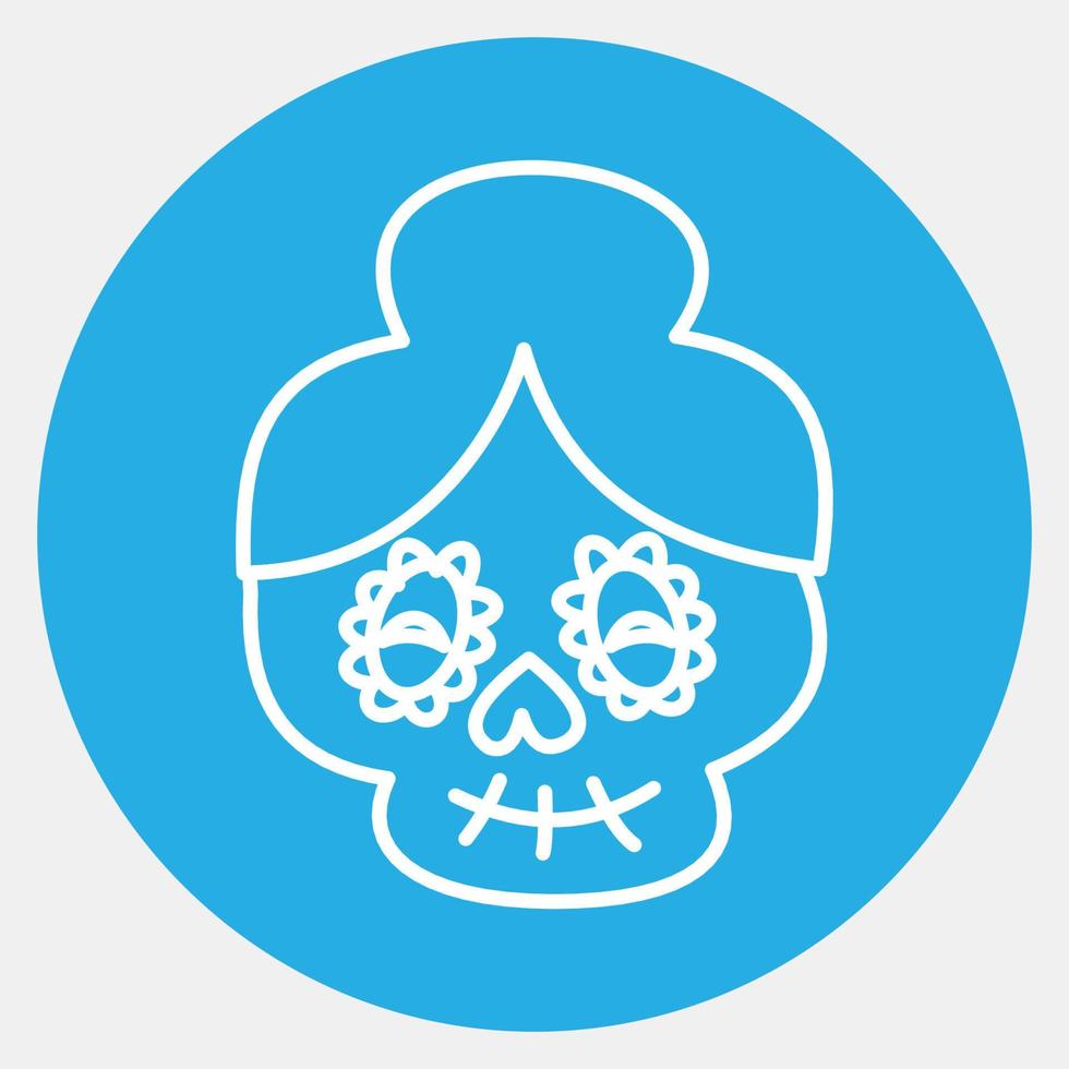 Symbol calavera catrina. tag der toten feierelemente. Symbole im blauen Stil. gut für Drucke, Poster, Logos, Partydekorationen, Grußkarten usw. vektor