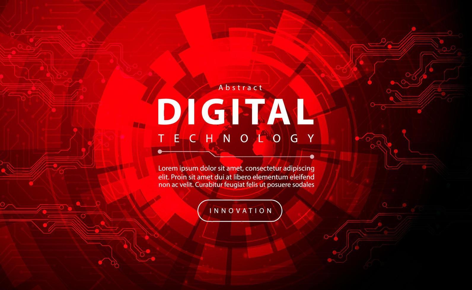 digital teknologi baner röd bakgrund begrepp med teknologi ljus effekt, abstrakt cyber teknik, innovation framtida data, internet nätverk, ai stor data, rader prickar förbindelse, illustration vektor