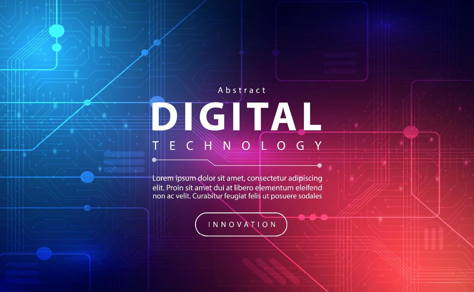 digitales technologiefahnenrosa-blauer hintergrundkonzept mit technologielinienlichteffekt, abstrakter technologie, innovativen zukünftigen daten, internetnetzwerk, großen daten, linienpunktverbindung, illustrationsvektor vektor