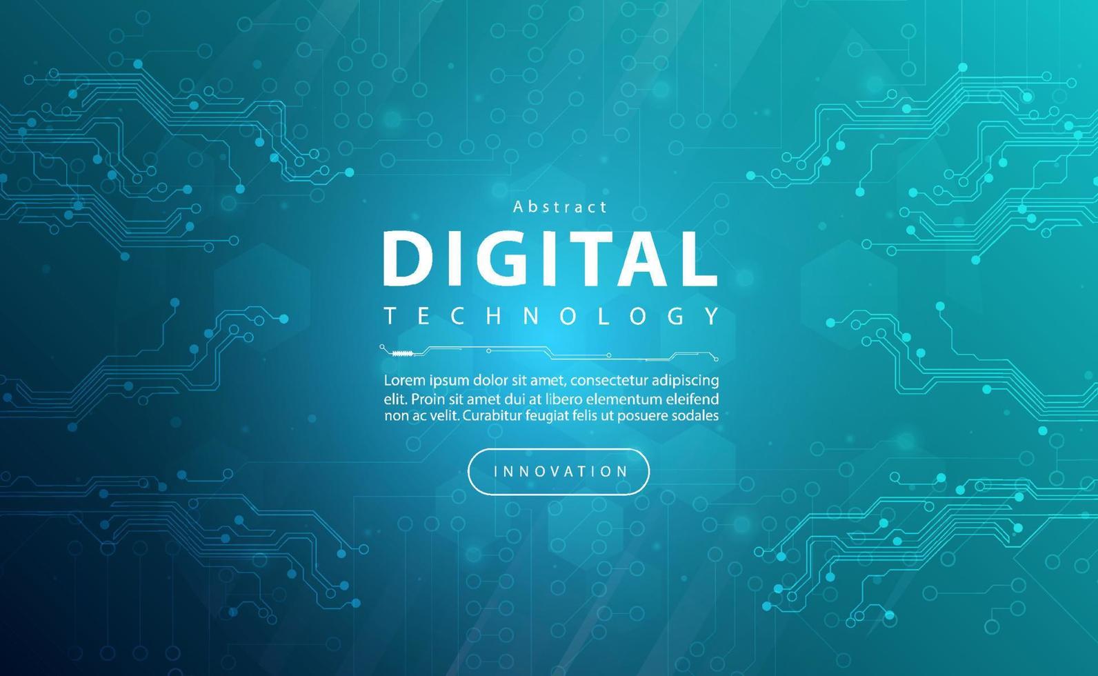 digitales technologiebanner blaugrünes hintergrundkonzept mit technologielichteffekt, abstrakter technologie, innovativen zukünftigen daten, internetnetzwerk, ai big data, linien punktverbindung, illustrationsvektor vektor