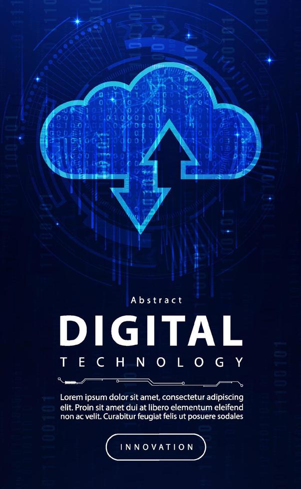 digital teknologi moln datoranvändning blå bakgrund, moln teknologi service ladda upp, abstrakt data Hej tech uppkopplad lagring, internet nätverk förbindelse, framtida ai stor data säkra, illustration vektor