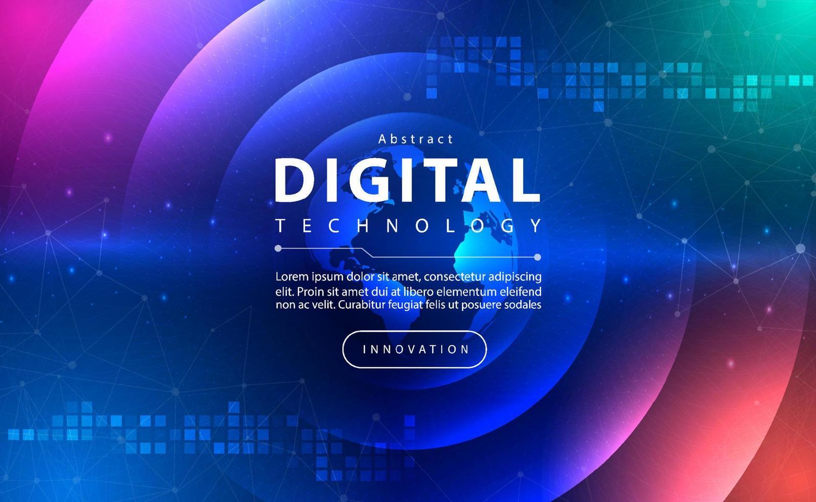 digital teknologi baner rosa blå bakgrund begrepp med teknologi linje ljus effekt, abstrakt teknik, innovation framtida data, orange himmel Färg, stor data, rader prickar förbindelse, illustration vektor