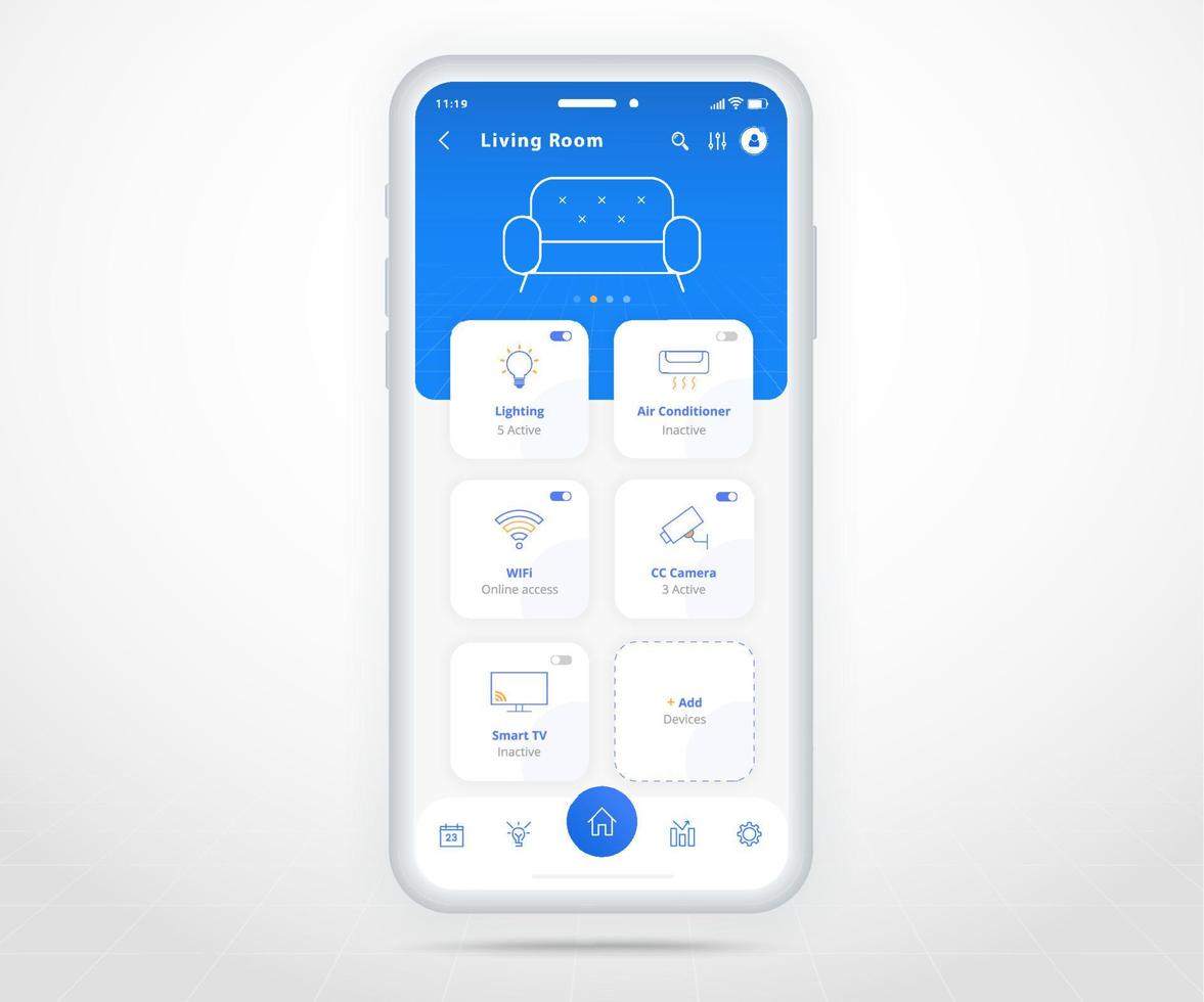 smartphone smart Hem kontrollerade app ux ui, iot internet av saker teknologi, digital framtida Hem automatisering teknik, smart enheter Ansökan telefon, wiFi cCTV belysning uppvärmning luft, vektor illustration