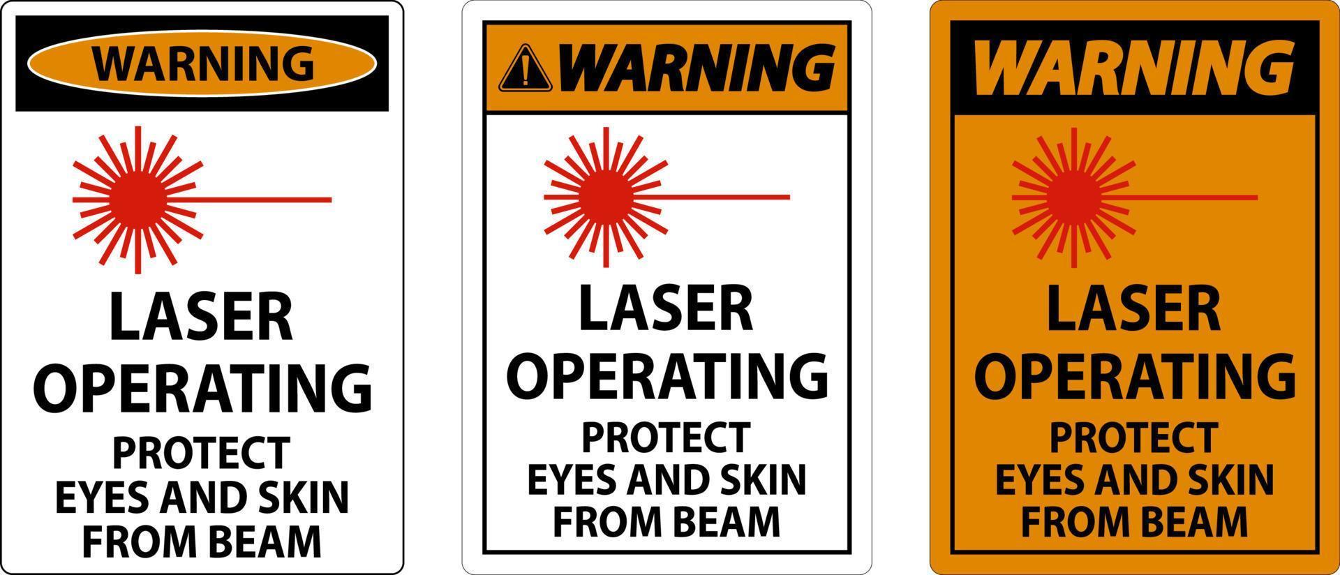 varning laser rörelse skydda ögon och hud från stråle tecken vektor