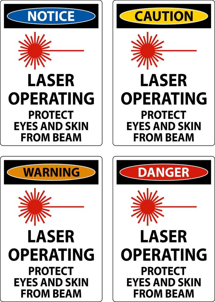 Laserbetrieb schützt Augen und Haut vor Strahlzeichen vektor